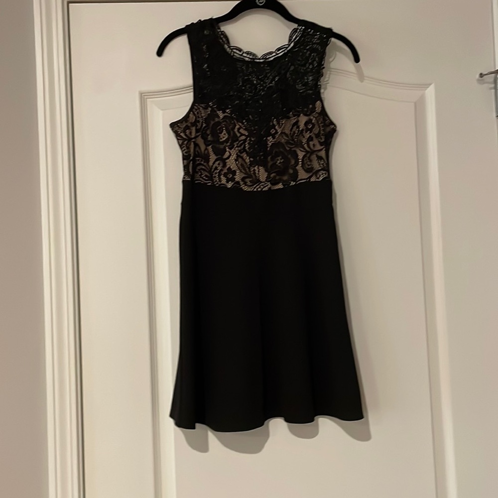Black Mini Dress with Lace main image 1